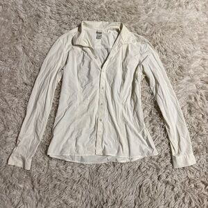 Women’s Medium White Fits Long Sleeve Horseback Riding Button Down Shirt
